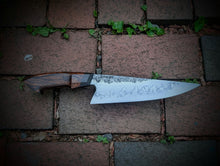 Load image into Gallery viewer, 8.375" Western Chef with Hamon - Ancient Bog Oak, Arizona Desert Ironwood & Brass