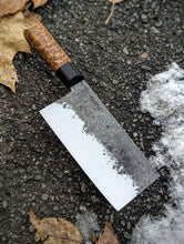 Load image into Gallery viewer, Hand Forged 5.312" Mini Chinese Cleaver - Bog Oak &amp; Amboyna
